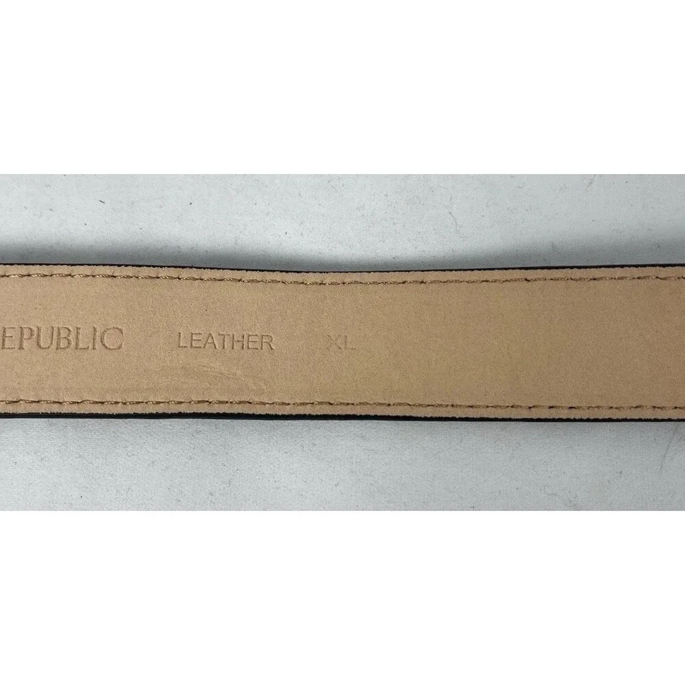 Vtg BANANA REPUBLIC COWHAIR COWHIDE WESTERN Leather Belt Woman XL Black USA